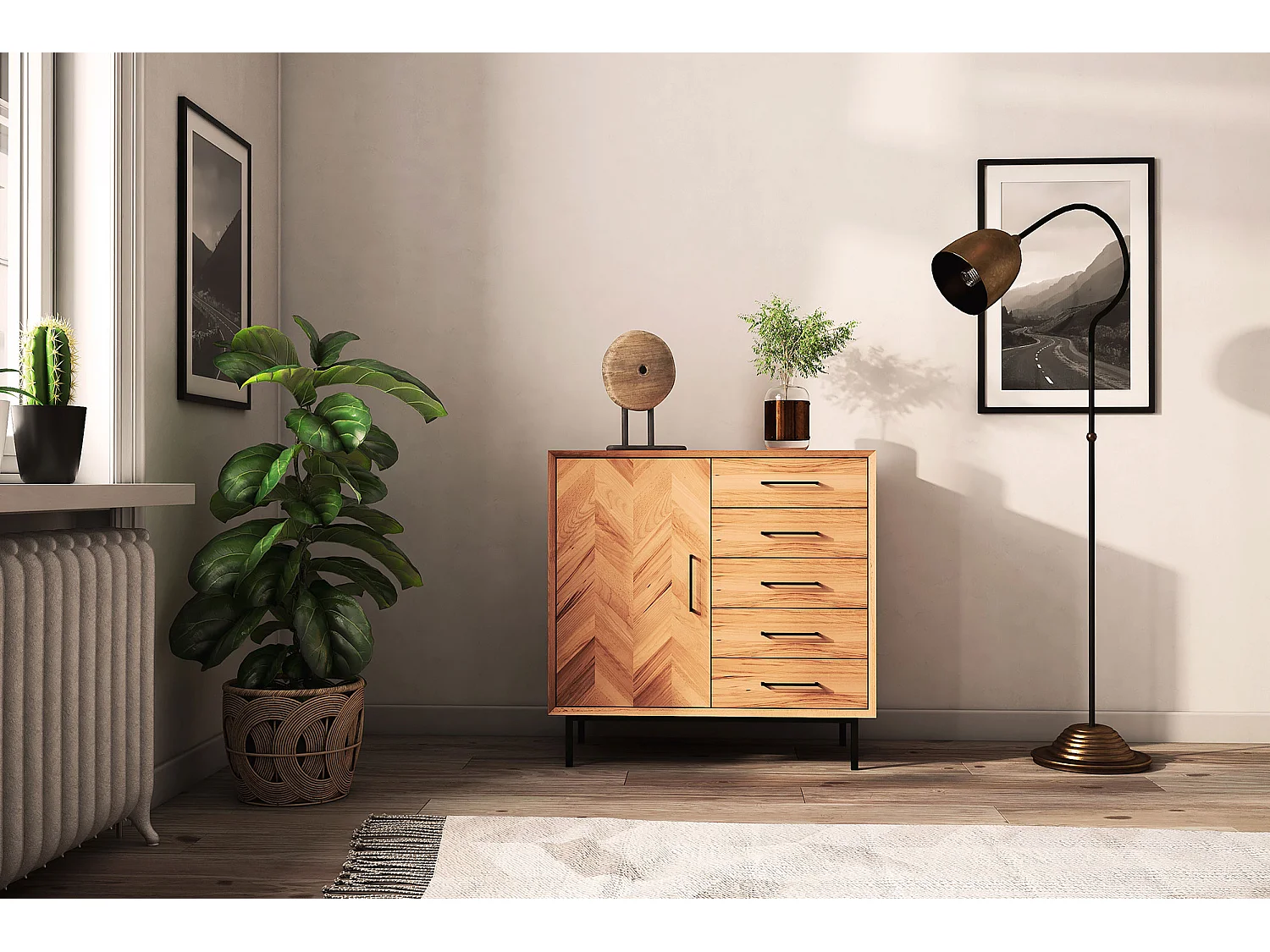 ABIES - Kommode 100% aus massivem Holz aus Kernbuche, naturgeölt