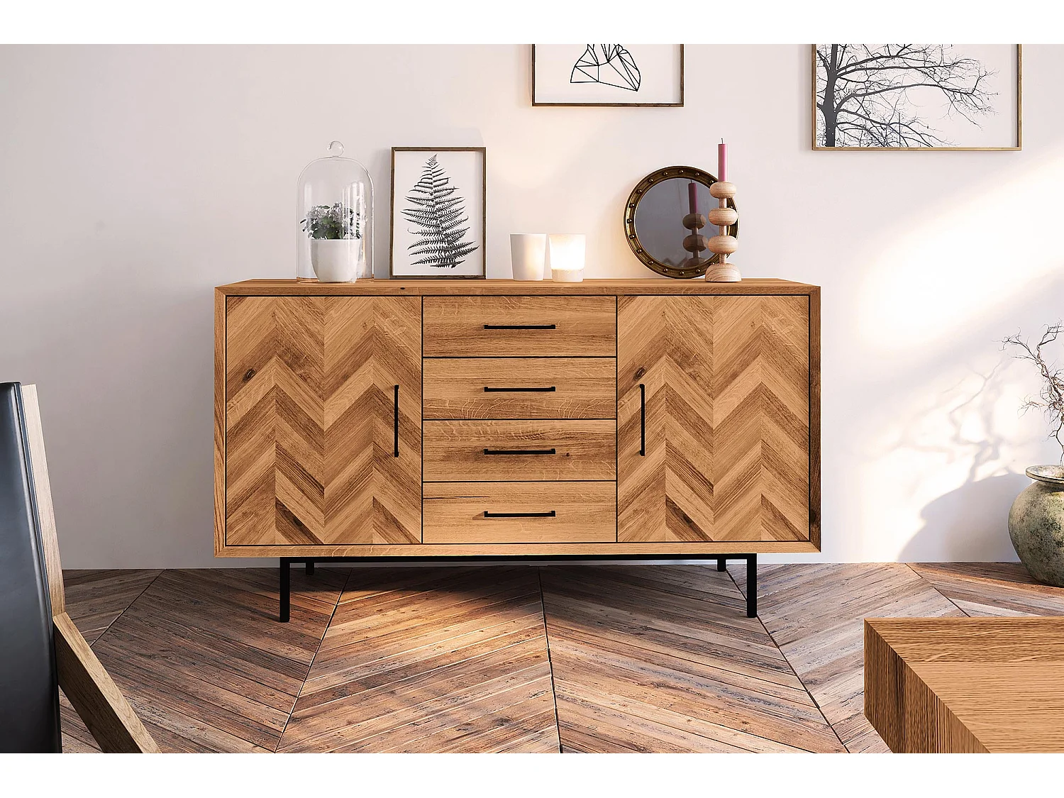 ABIES - Kommode 100% aus massivem Holz aus Wildeiche, naturgeölt