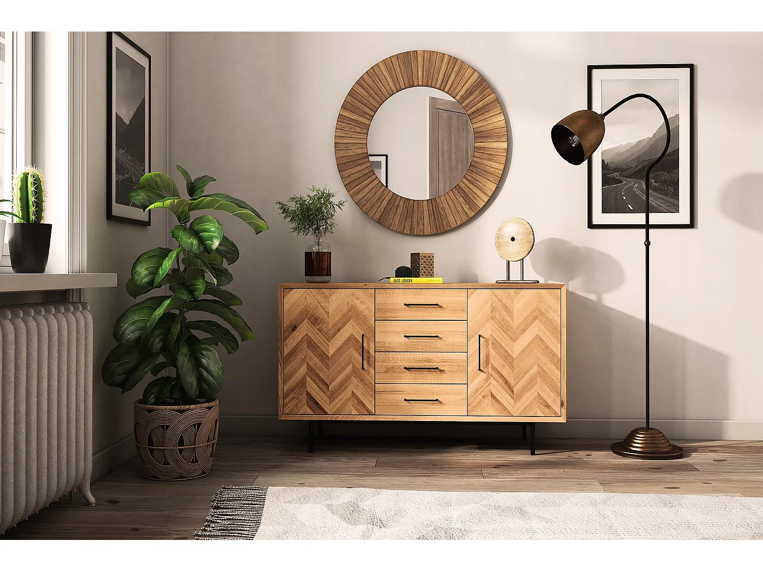 ABIES - Kommode 100% aus massivem Holz aus Wildeiche, naturgeölt