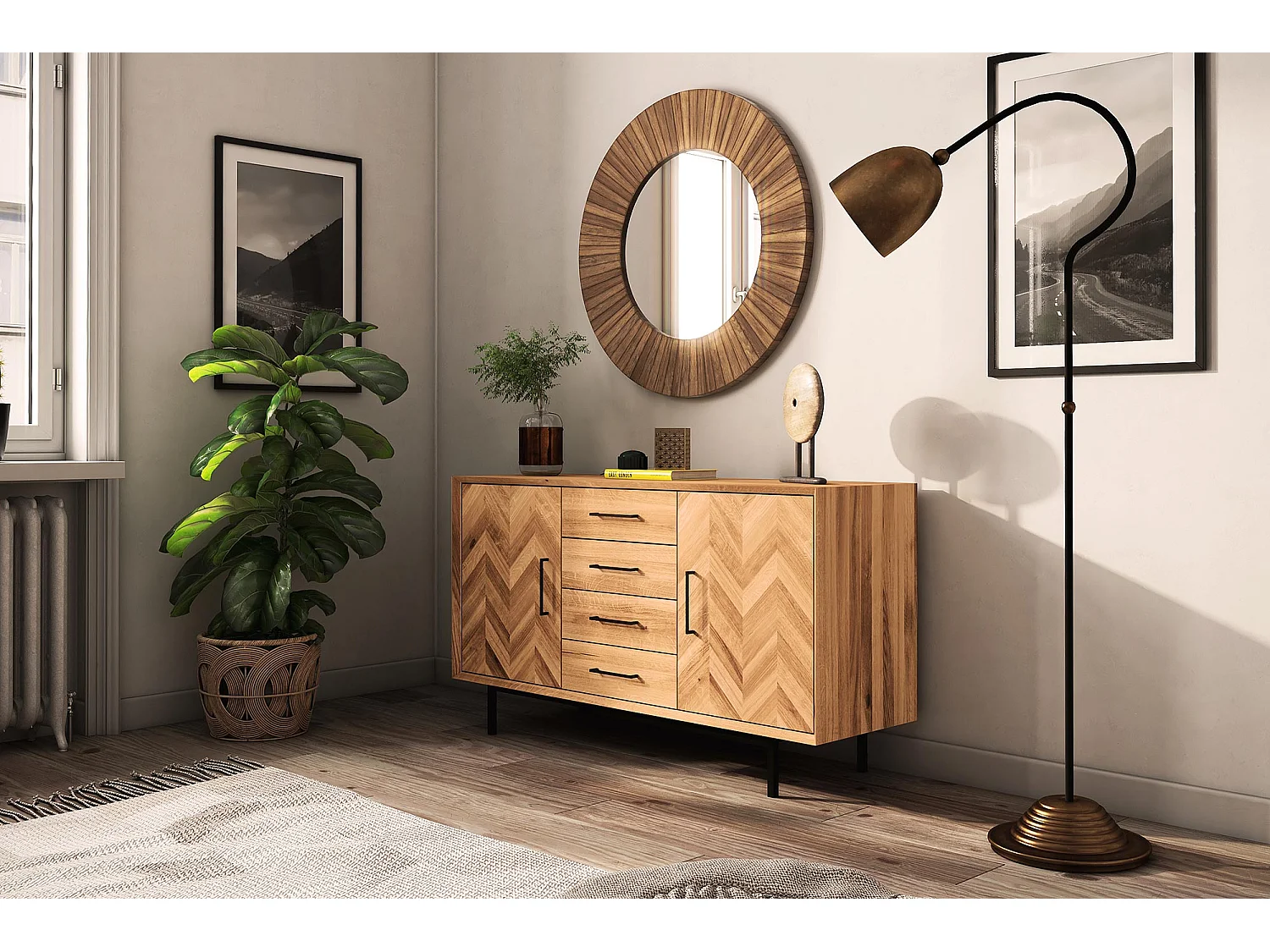 ABIES - Kommode 100% aus massivem Holz aus Wildeiche, naturgeölt