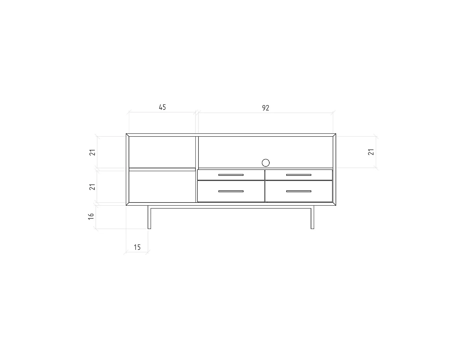ABIES - Kommode 100% aus massivem Holz aus Wildeiche, naturgeölt