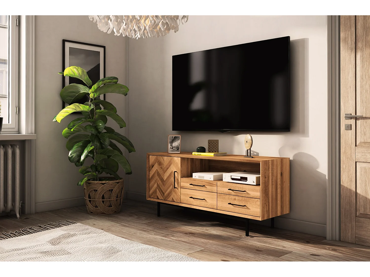 ABIES - Kommode 100% aus massivem Holz aus Wildeiche, naturgeölt