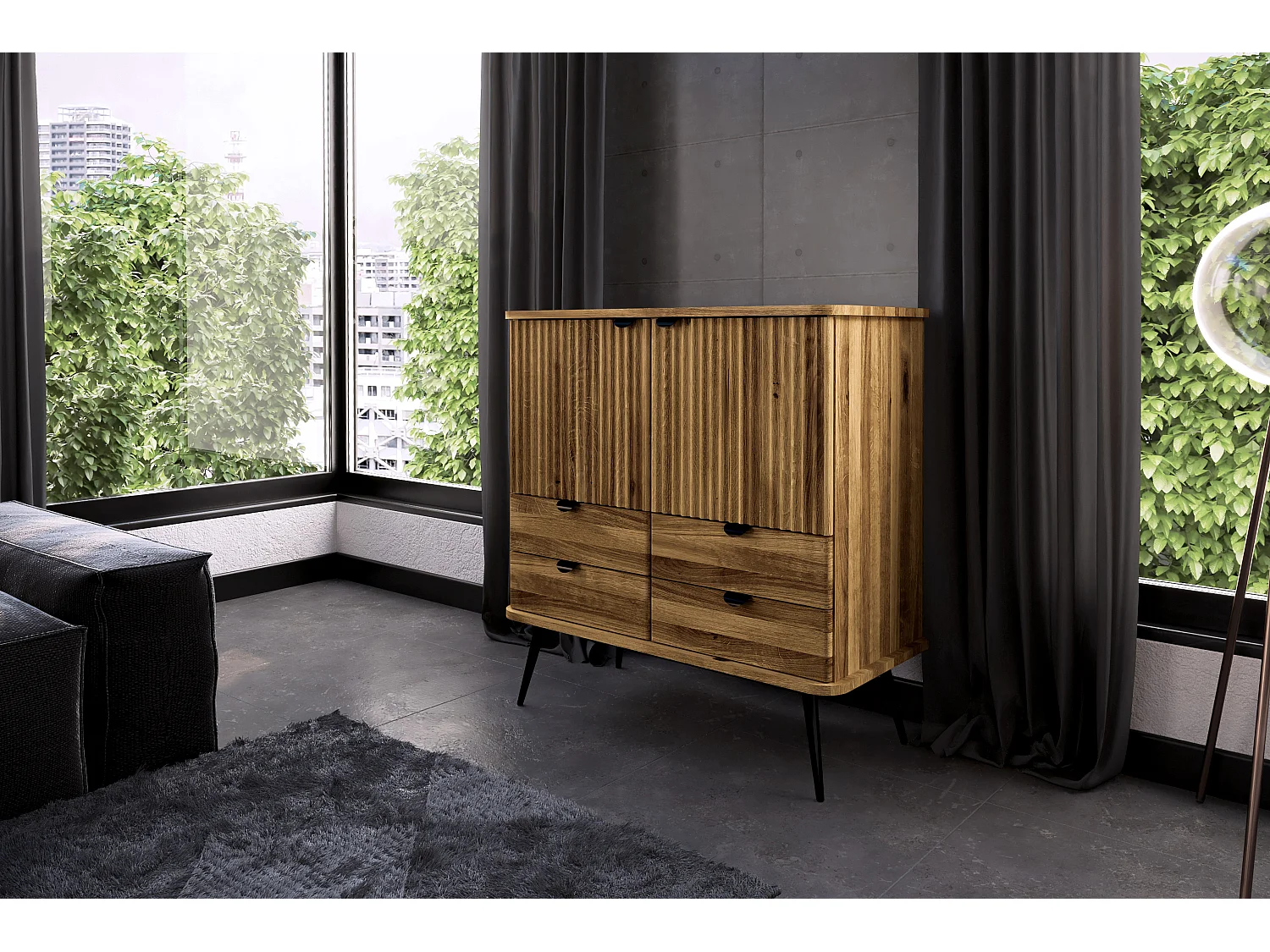 KULA - Kommode 100% aus massivem Holz aus Wildeiche, naturgeölt