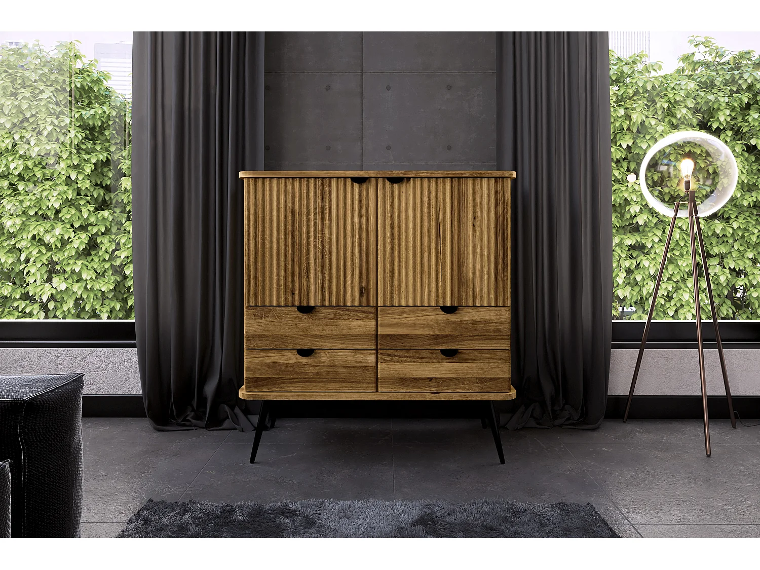 KULA - Kommode 100% aus massivem Holz aus Wildeiche, naturgeölt