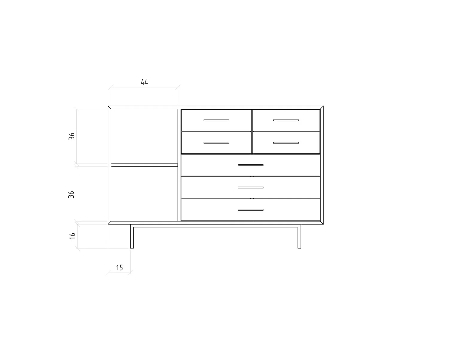 ABIES - Kommode 100% aus massivem Holz aus Wildeiche, naturgeölt