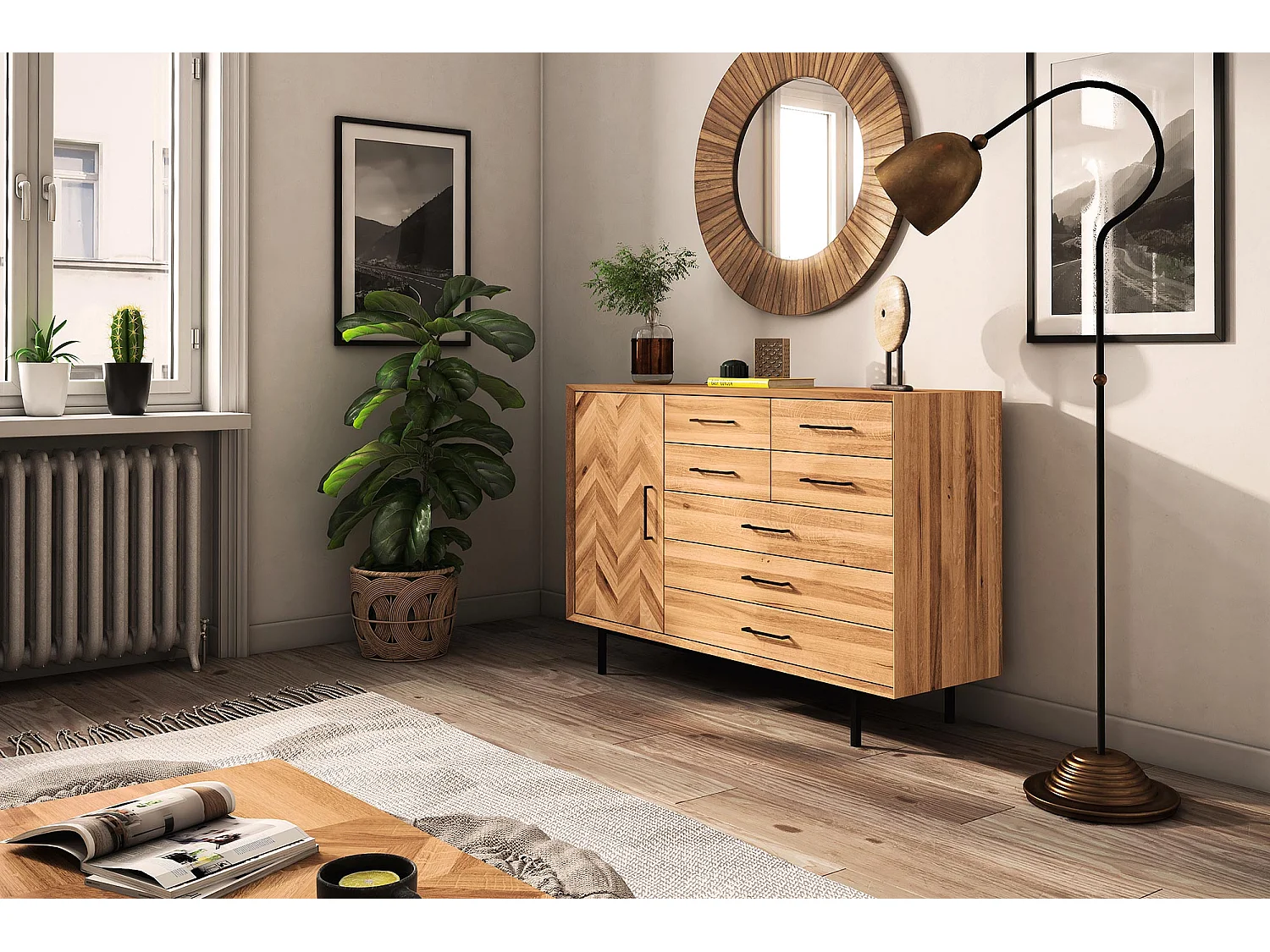 ABIES - Kommode 100% aus massivem Holz aus Wildeiche, naturgeölt