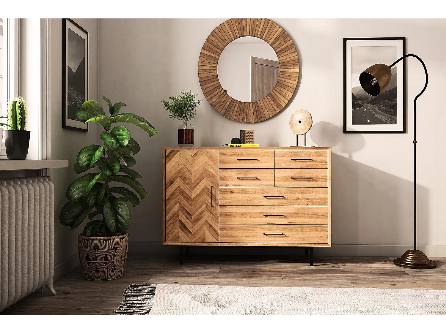 ABIES - Kommode 100% aus massivem Holz aus Wildeiche, naturgeölt