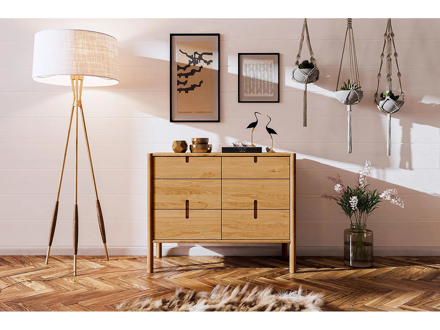 POLA - Kommode 100% aus massivem Holz aus Wildeiche, naturgeölt