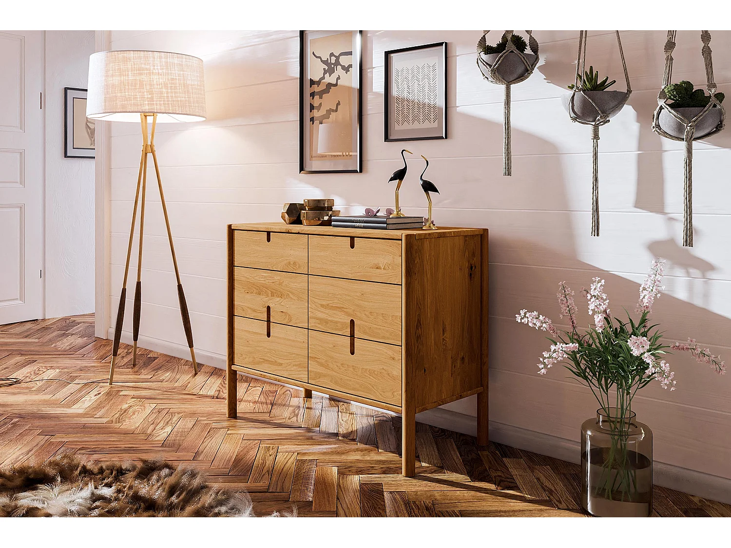 POLA - Kommode 100% aus massivem Holz aus Wildeiche, naturgeölt