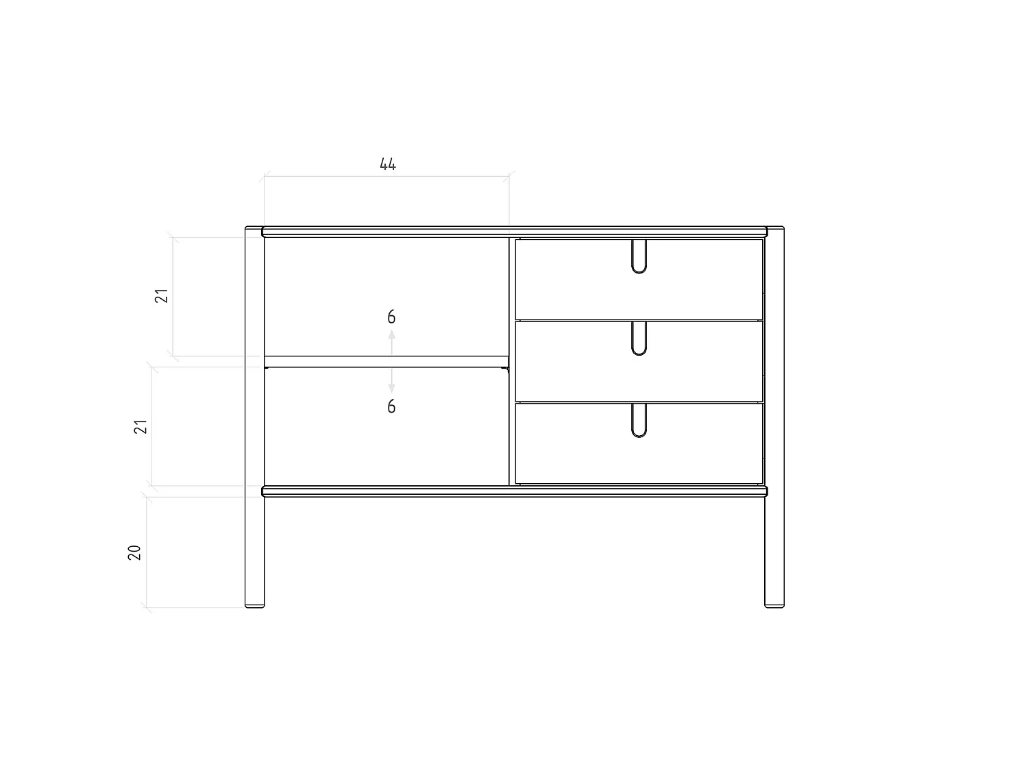 POLA - Kommode 100% aus massivem Holz aus Kernbuche, naturgeölt