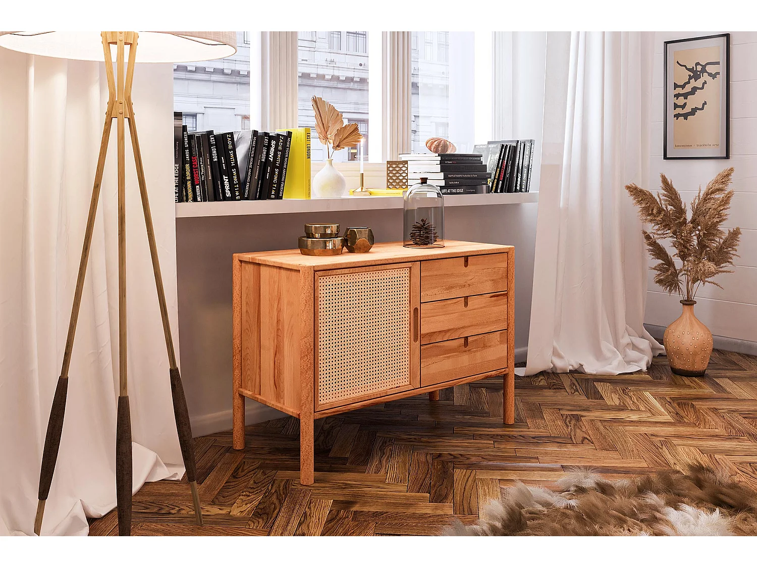 POLA - Kommode 100% aus massivem Holz aus Kernbuche, naturgeölt