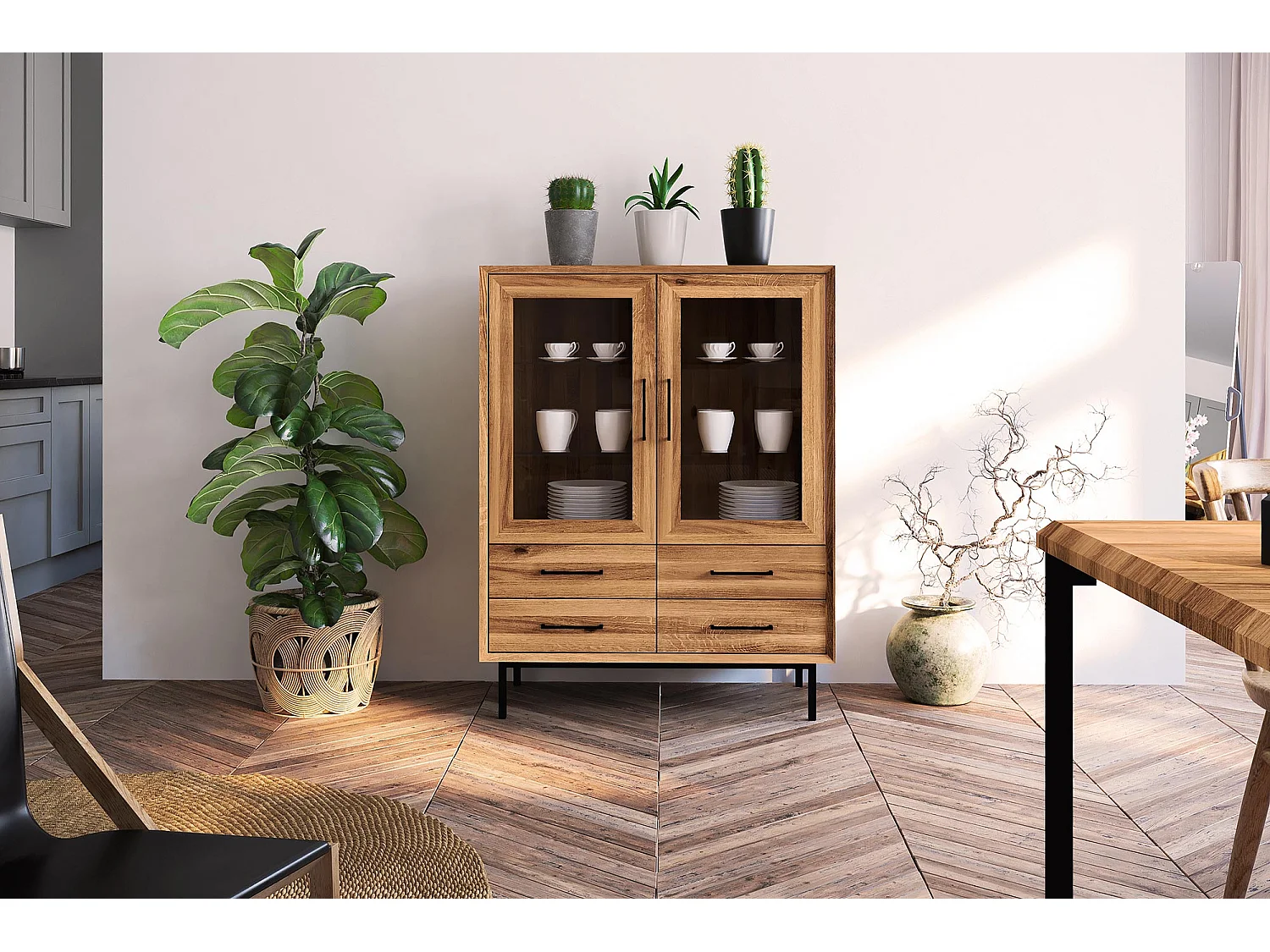 ABIES - Kommode 100% aus massivem Holz aus Wildeiche, naturgeölt