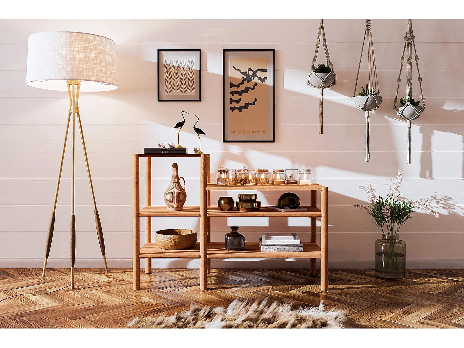 POLA - Regall aus massivem Holz aus Kernbuche, naturgeölt