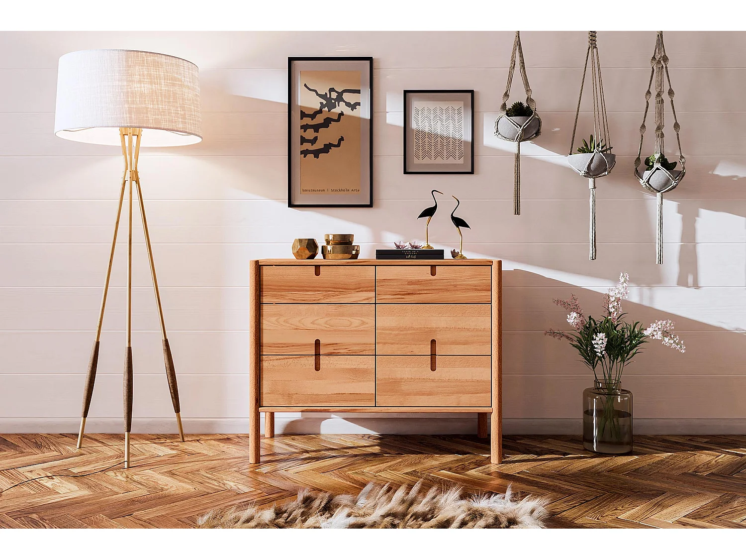 POLA - Kommode 100% aus massivem Holz aus Kernbuche, naturgeölt