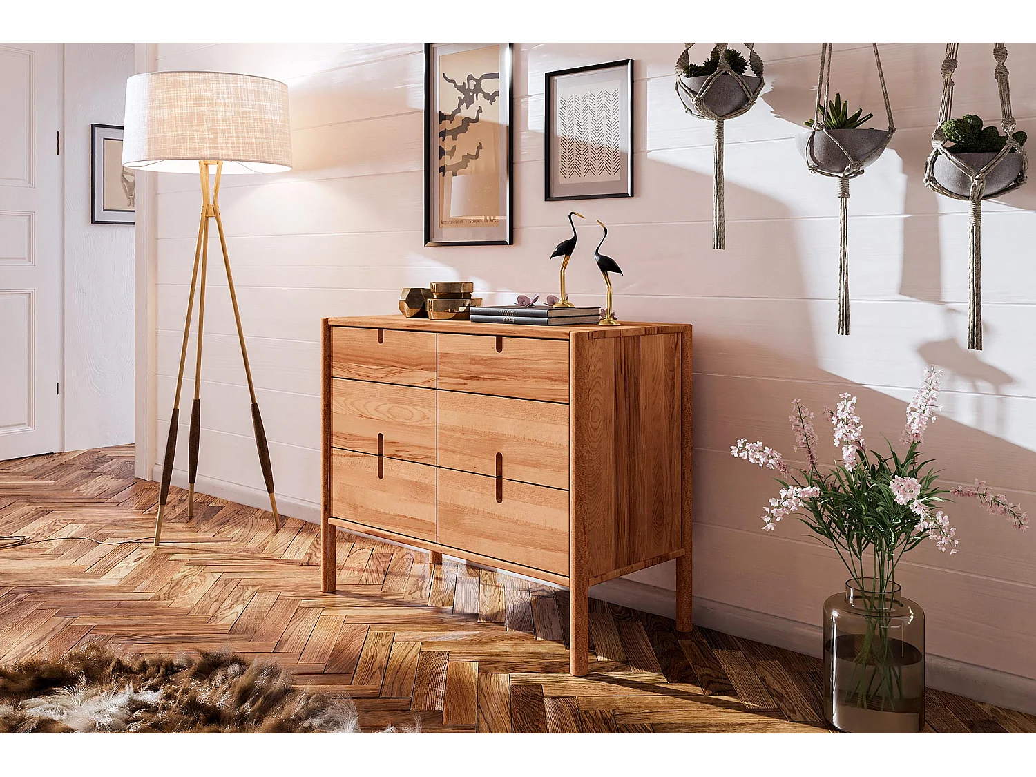 POLA - Kommode 100% aus massivem Holz aus Kernbuche, naturgeölt