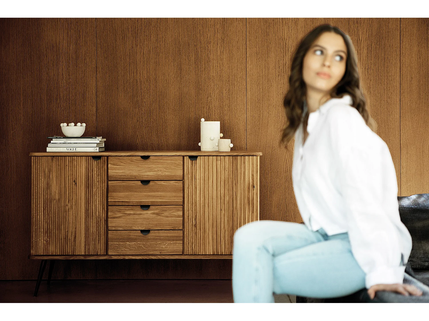 KULA - Kommode 100% aus massivem Holz aus Wildeiche, naturgeölt