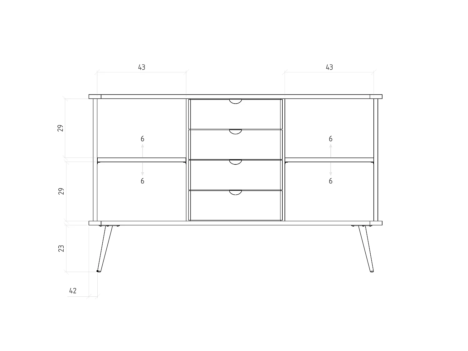 KULA - Kommode 100% aus massivem Holz aus Wildeiche, naturgeölt