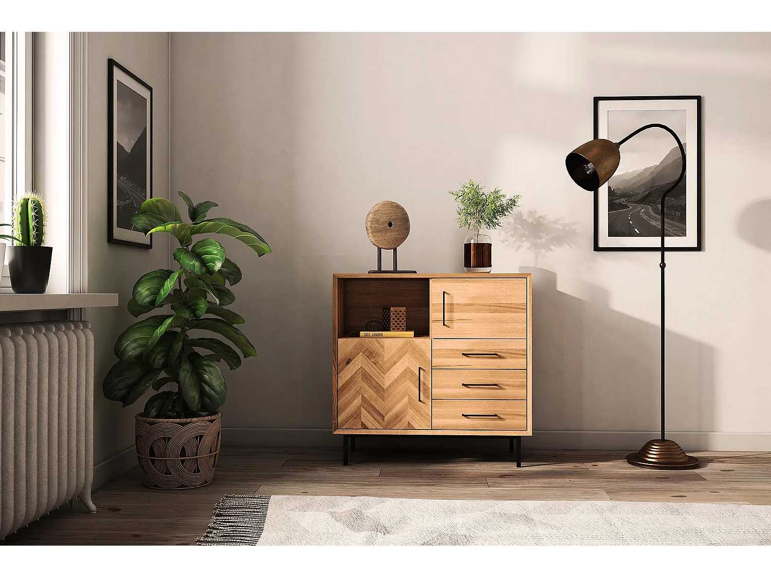 ABIES - Kommode 100% aus massivem Holz aus Wildeiche, naturgeölt