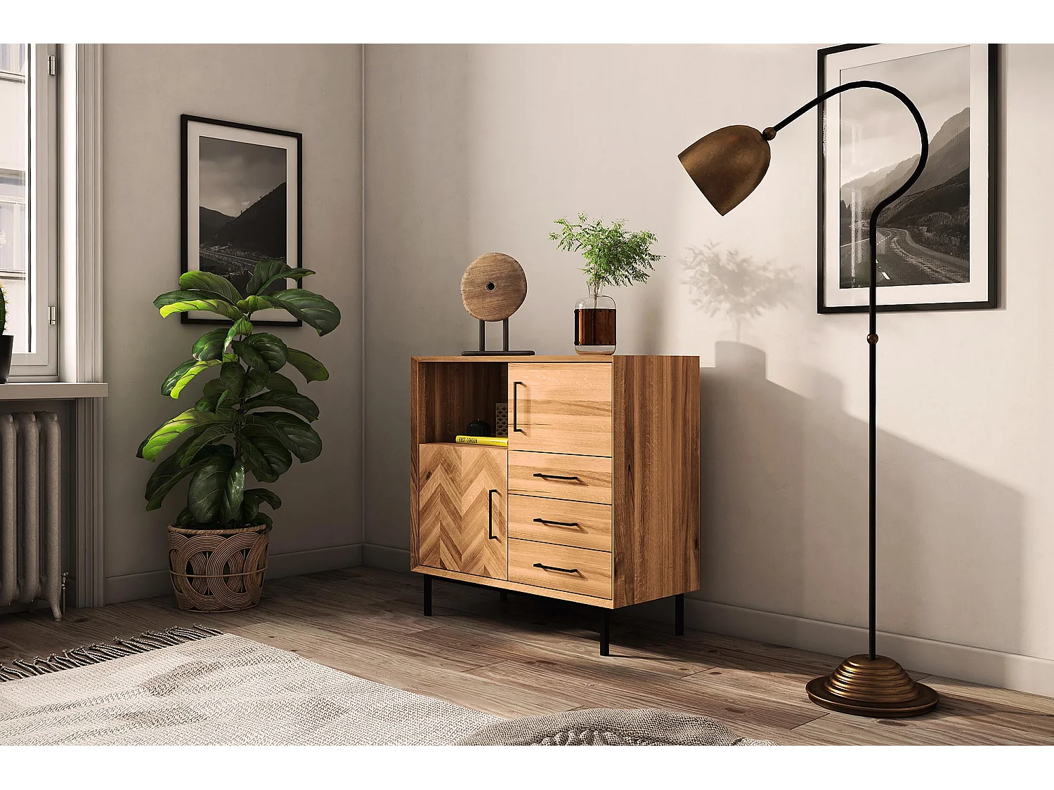 ABIES - Kommode 100% aus massivem Holz aus Wildeiche, naturgeölt