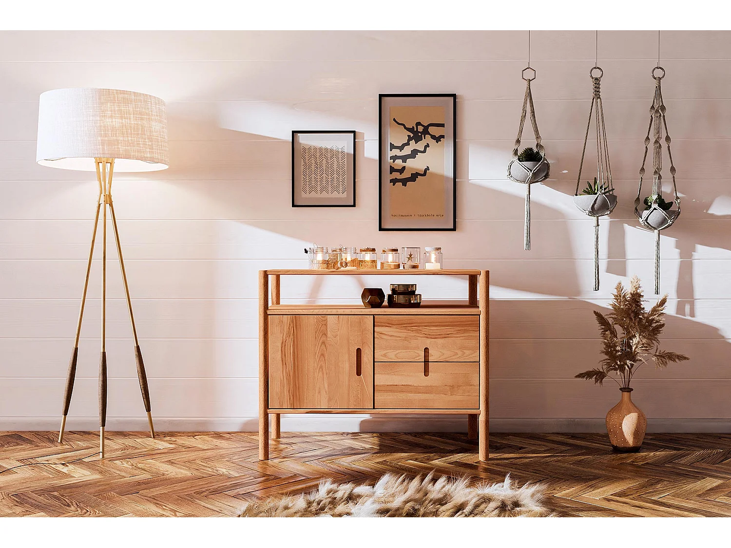 POLA - Kommode 100% aus massivem Holz aus Wildeiche, naturgeölt