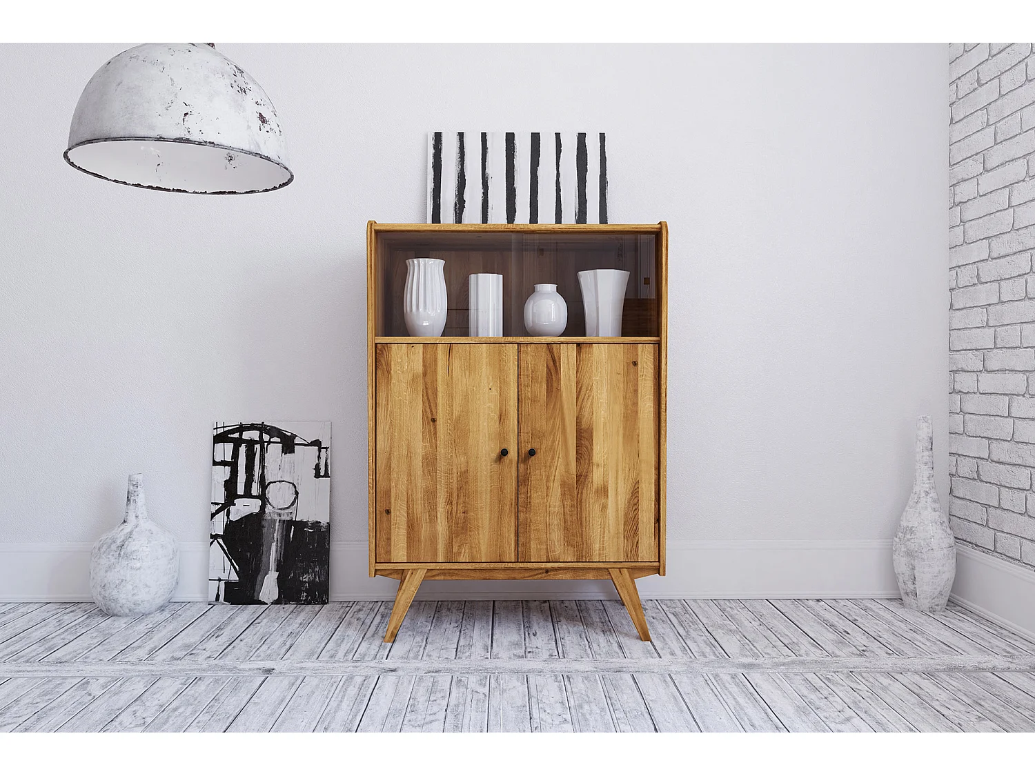 RETRO - Kommode 100% aus massivem Holz aus Wildeiche, naturgeölt