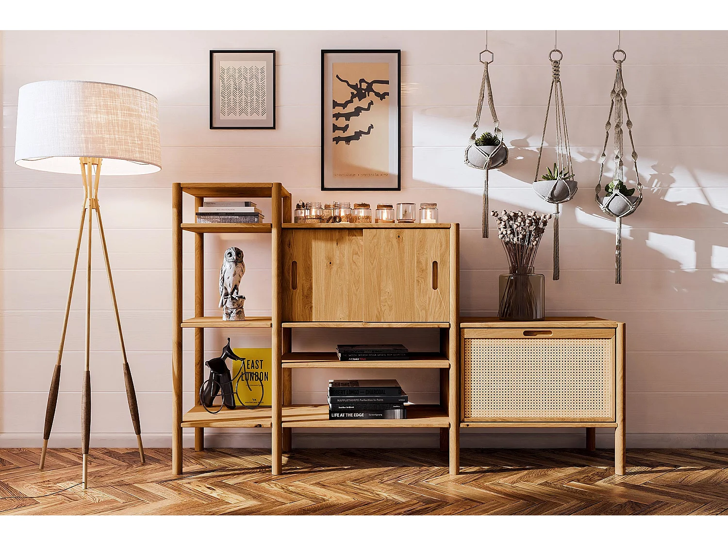 POLA - Regall aus massivem Holz aus Wiledeiche, lackiert