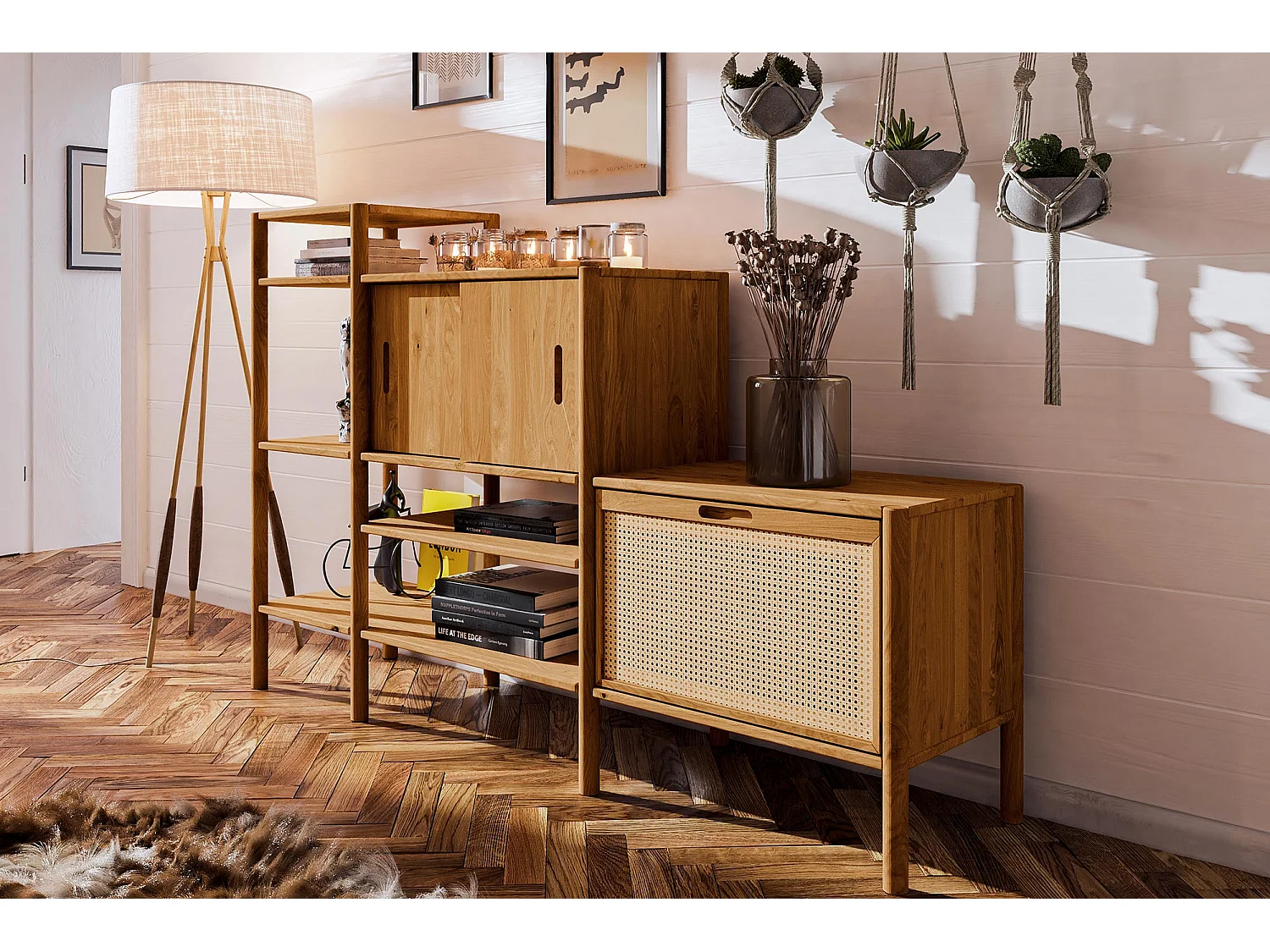 POLA - Regall aus massivem Holz aus Wiledeiche, lackiert