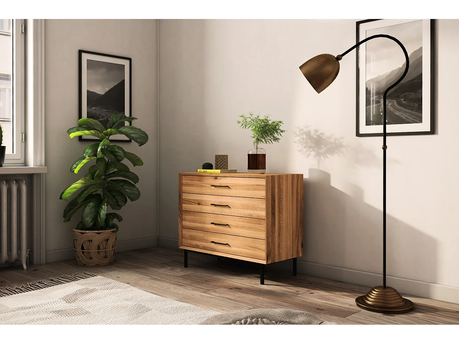 ABIES - Kommode 100% aus massivem Holz aus Wildeiche, naturgeölt