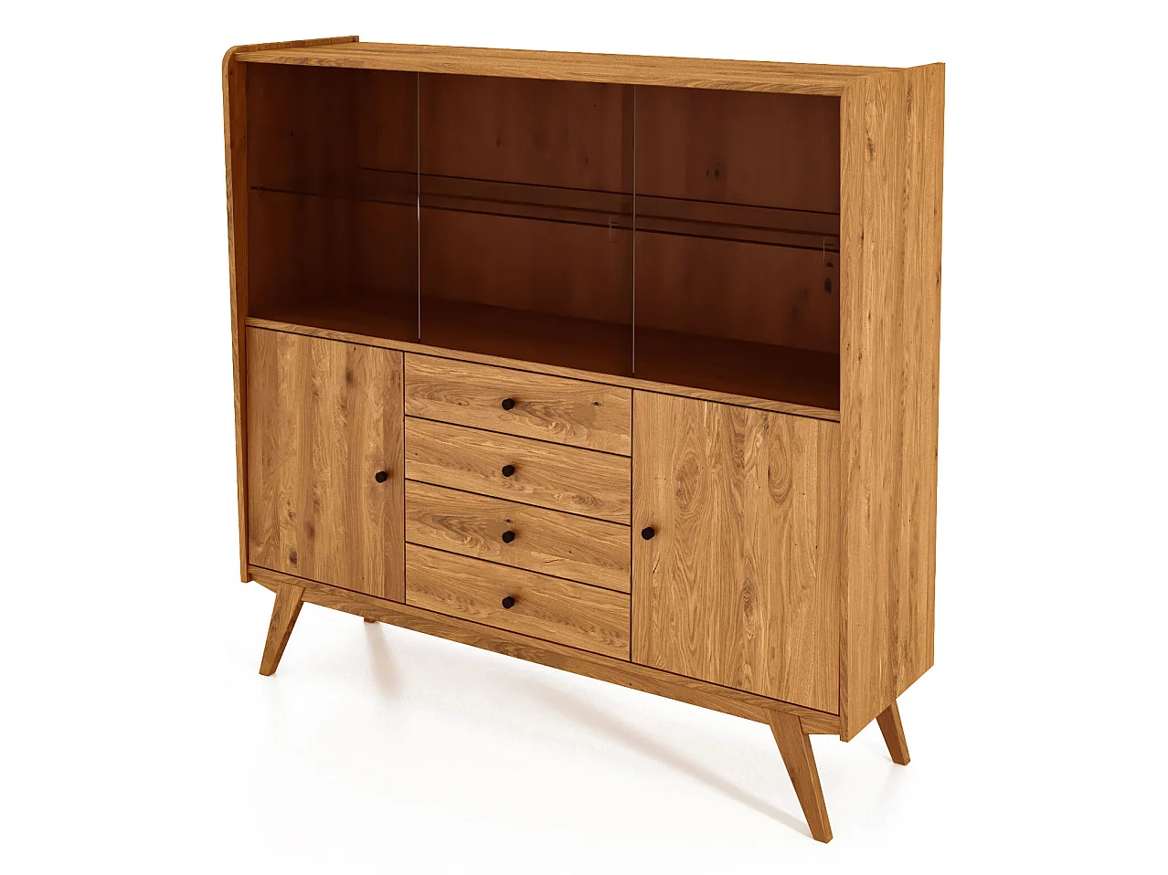 RETRO - Vitrine mit Schiebetür aus Wildeiche, naturgeölt