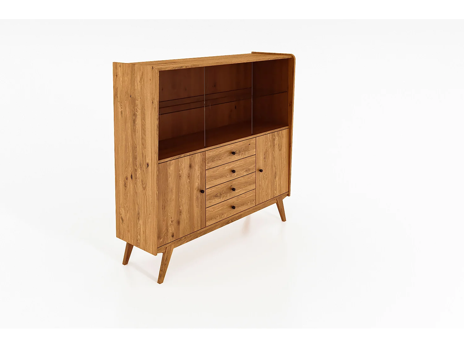 RETRO - Vitrine mit Schiebetür aus Wildeiche, naturgeölt