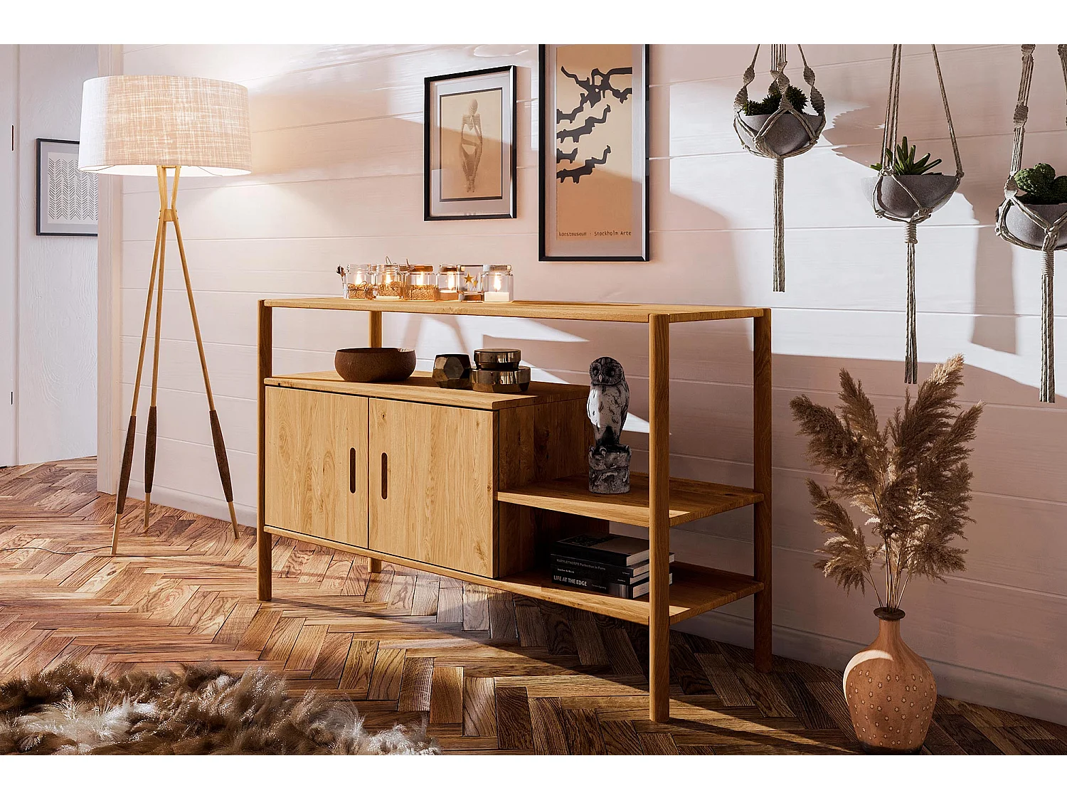 POLA - Regall aus massivem Holz aus Wiledeiche, naturgeölt