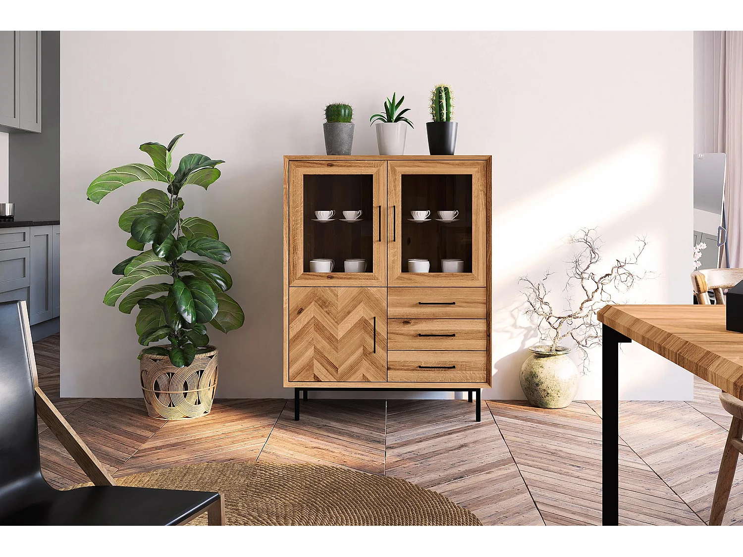 ABIES - Kommode 100% aus massivem Holz aus Wildeiche, naturgeölt