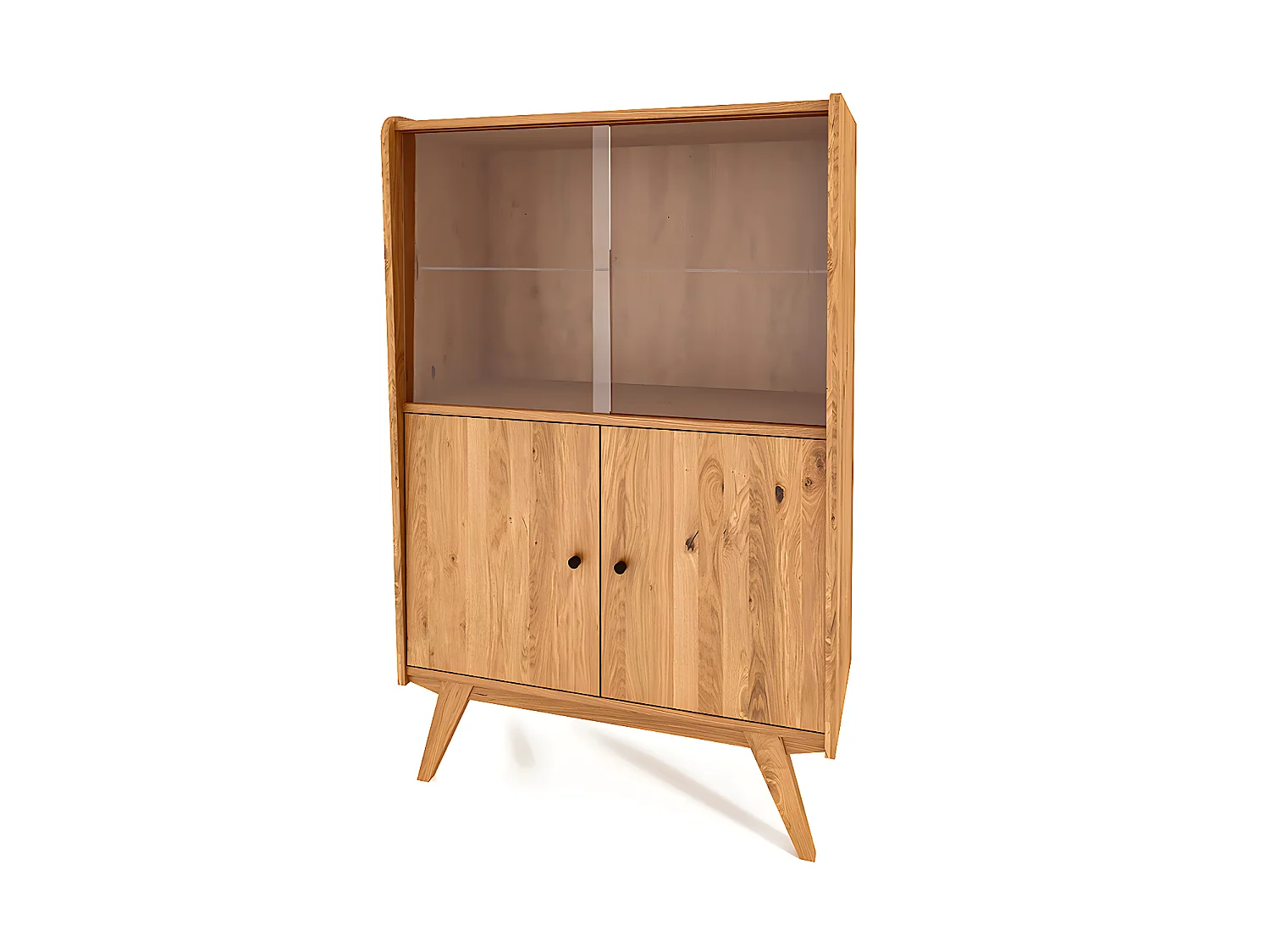 RETRO - Vitrine mit Schiebetür aus Wildeiche, naturgeölt