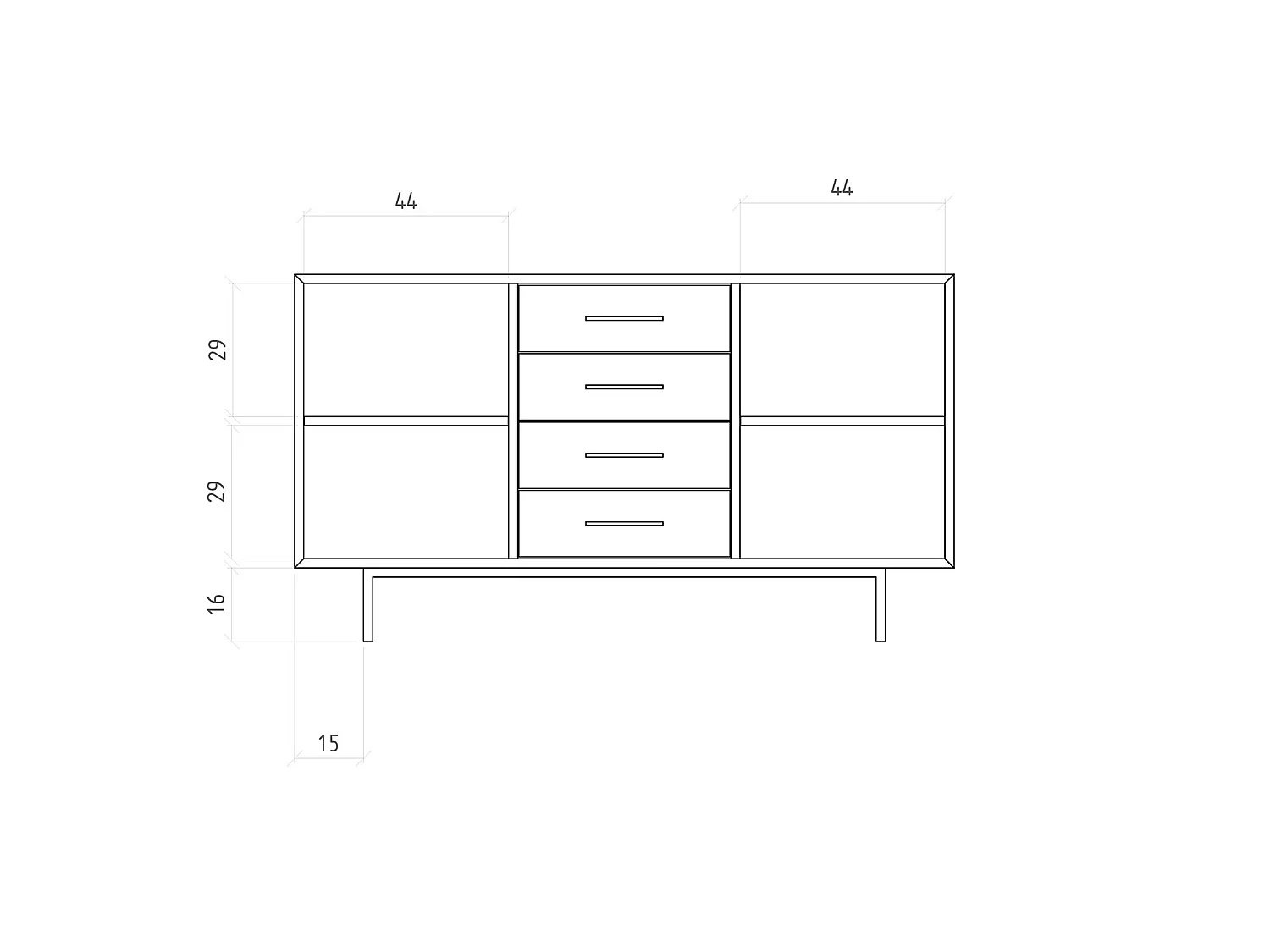ABIES - Kommode 100% aus massivem Holz aus Kernbuche, naturgeölt