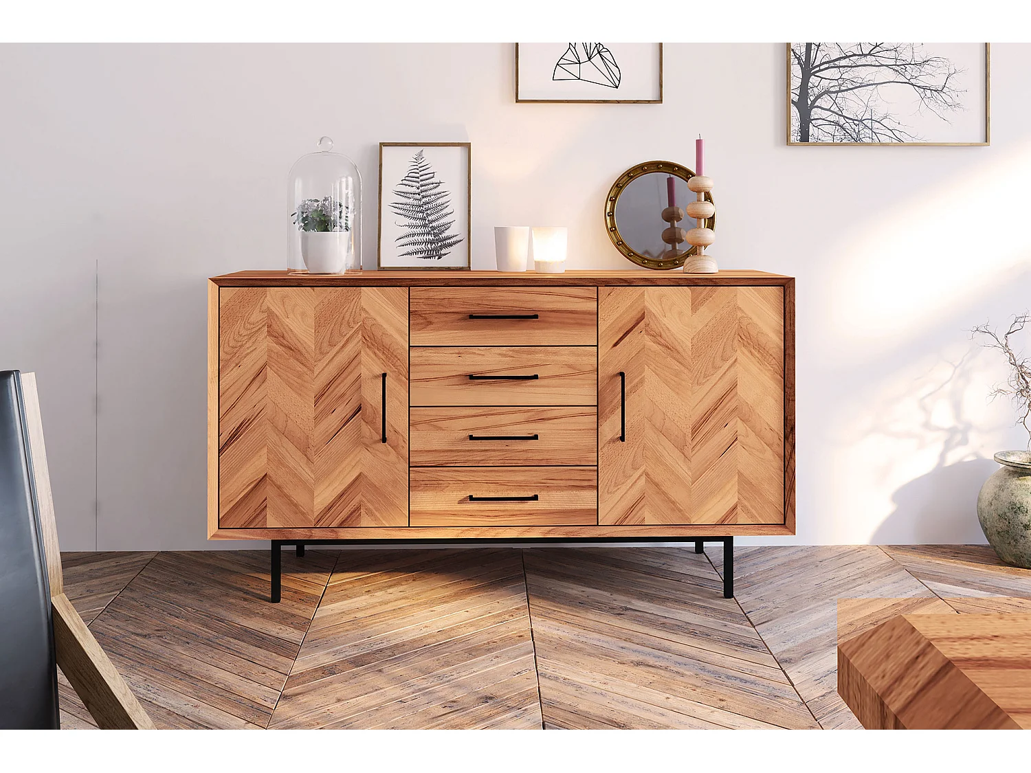 ABIES - Kommode 100% aus massivem Holz aus Kernbuche, naturgeölt