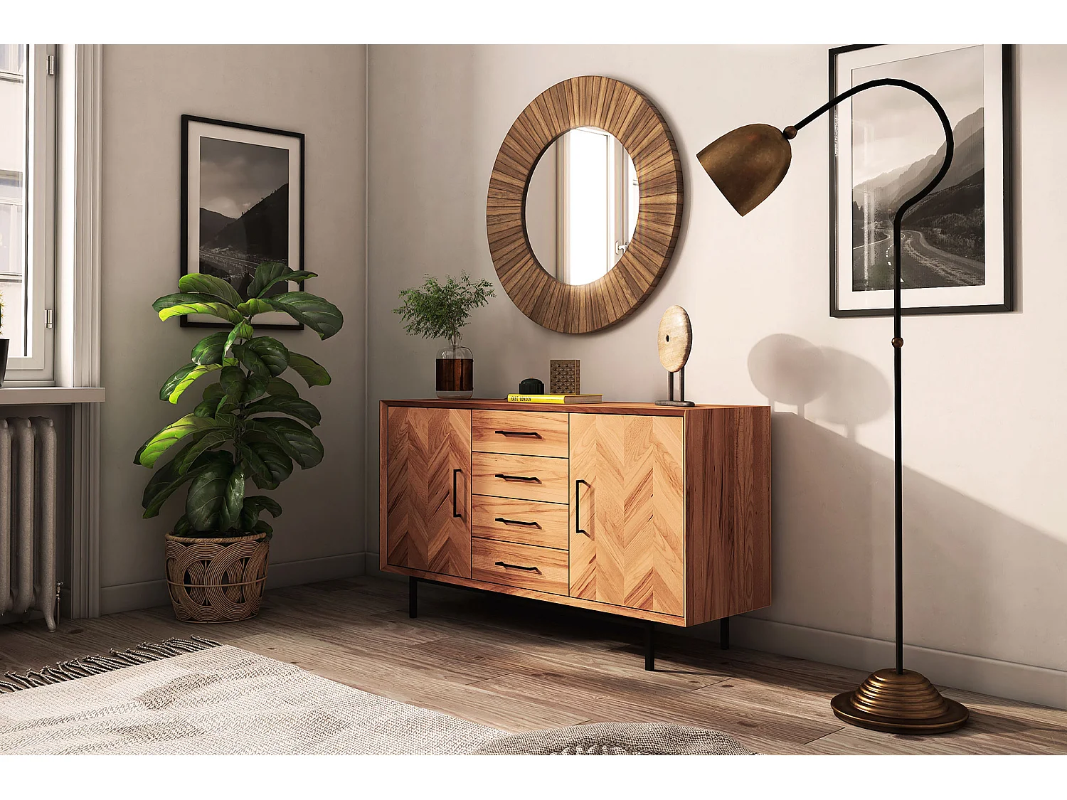 ABIES - Kommode 100% aus massivem Holz aus Kernbuche, naturgeölt