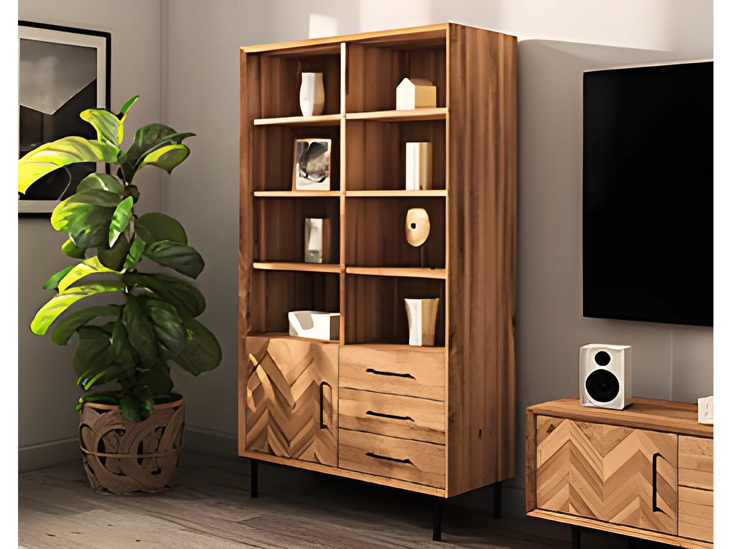 ABIES - Regall aus massivem Holz aus Kernbuche, naturgeölt