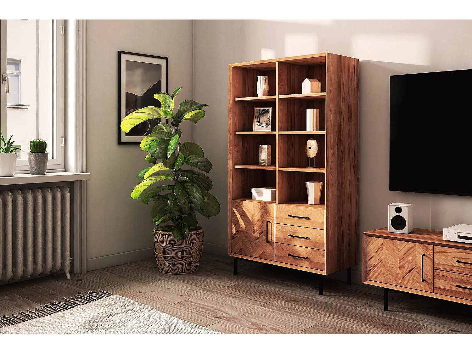 ABIES - Étagère en bois massif de cœur de hêtre, huilé naturel