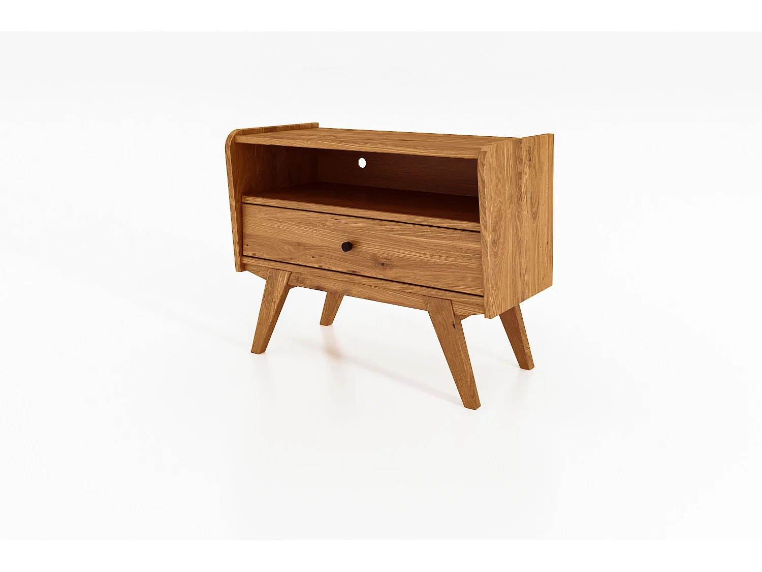 RETRO - TV-Möbel mit Schublade aus Wildeiche naturgeölt