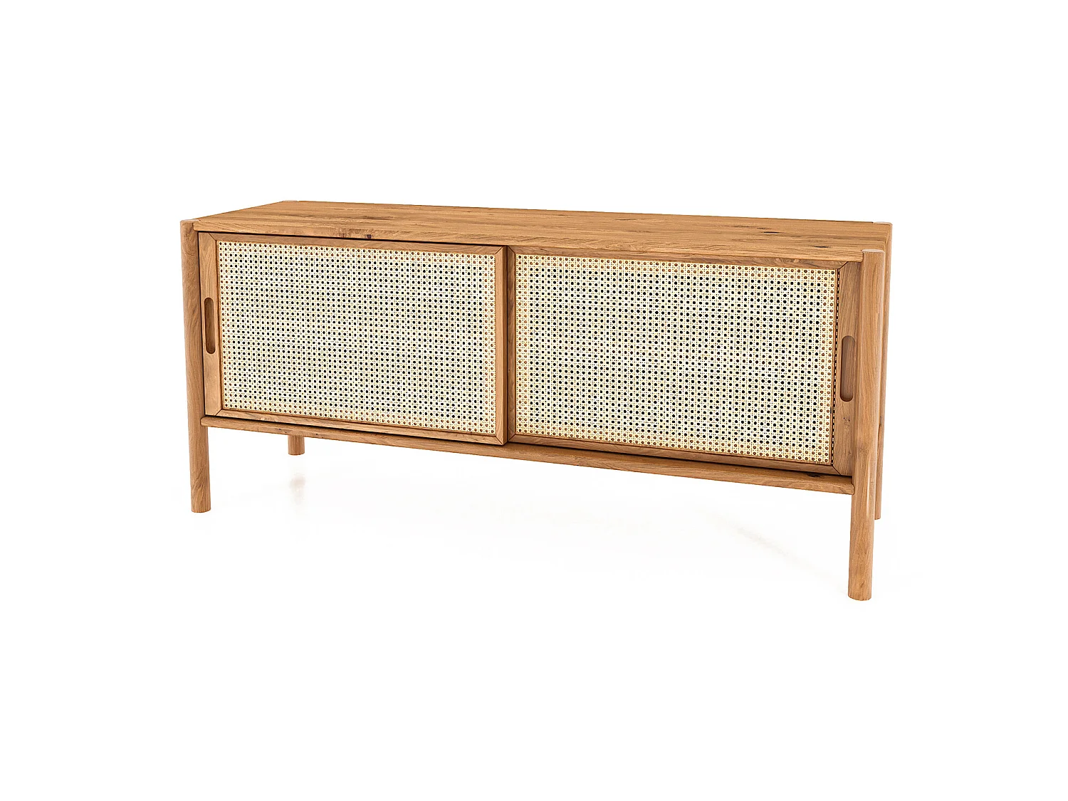 POLA - Meuble TV avec portes coulissantes en chêne sauvage huilé naturel