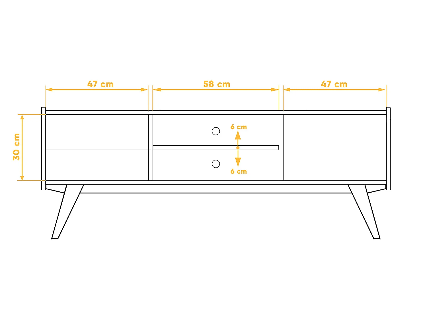RETRO - TV-Möbel mit Holztüren aus Kernbuche naturgeölt