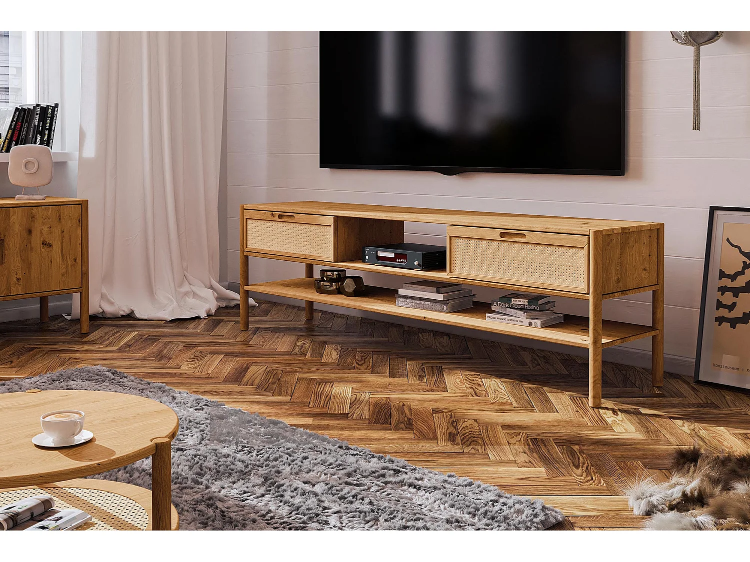 POLA - TV-Möbel mit Schubladen aus Wildeiche naturgeölt