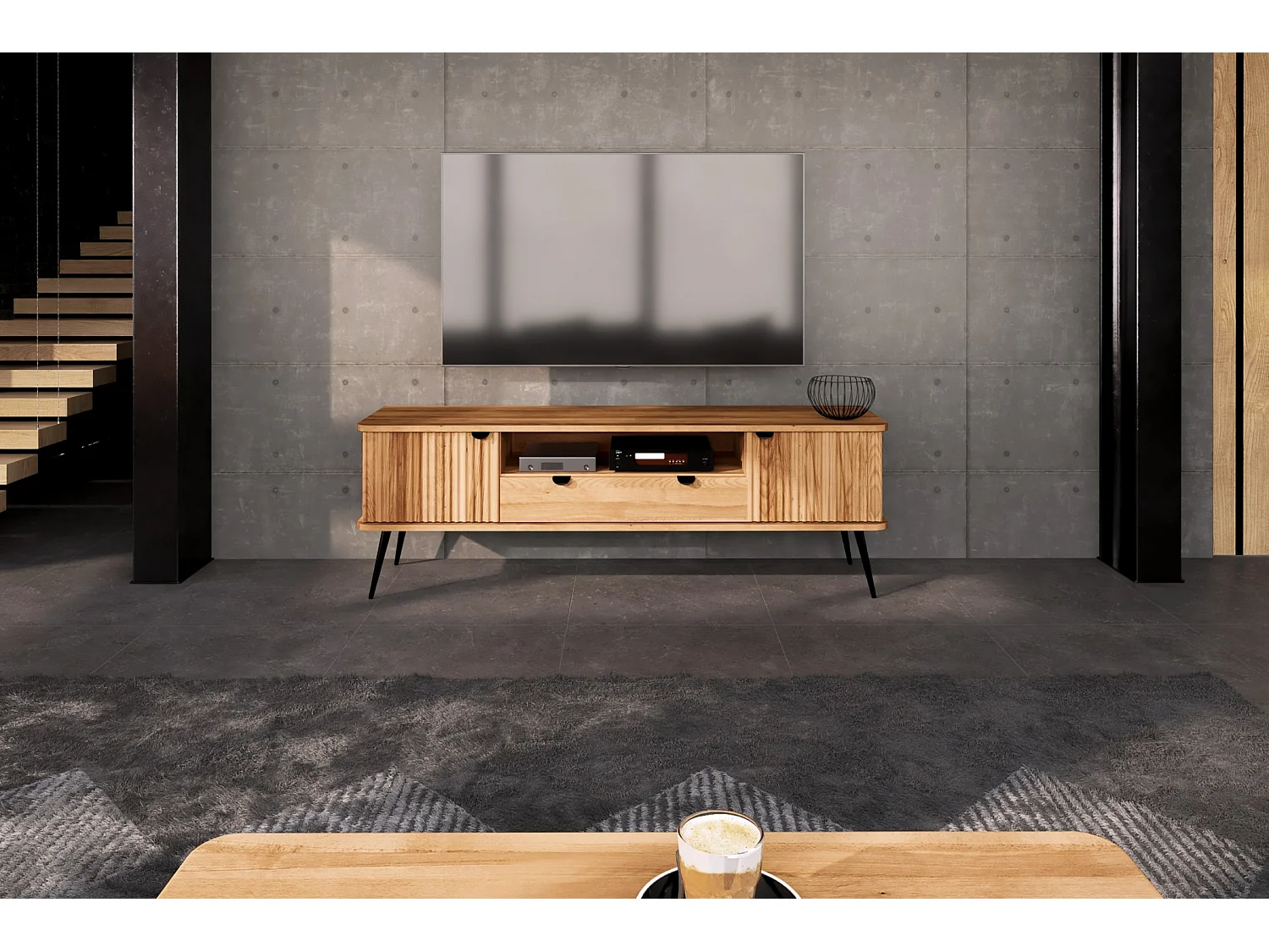 KULA - TV-Möbel mit Schublade aus Kernbuche naturgeölt