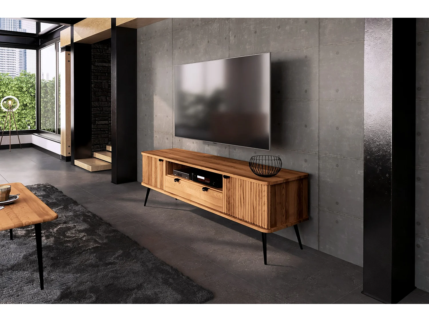 KULA - TV-Möbel mit Schublade aus Kernbuche naturgeölt