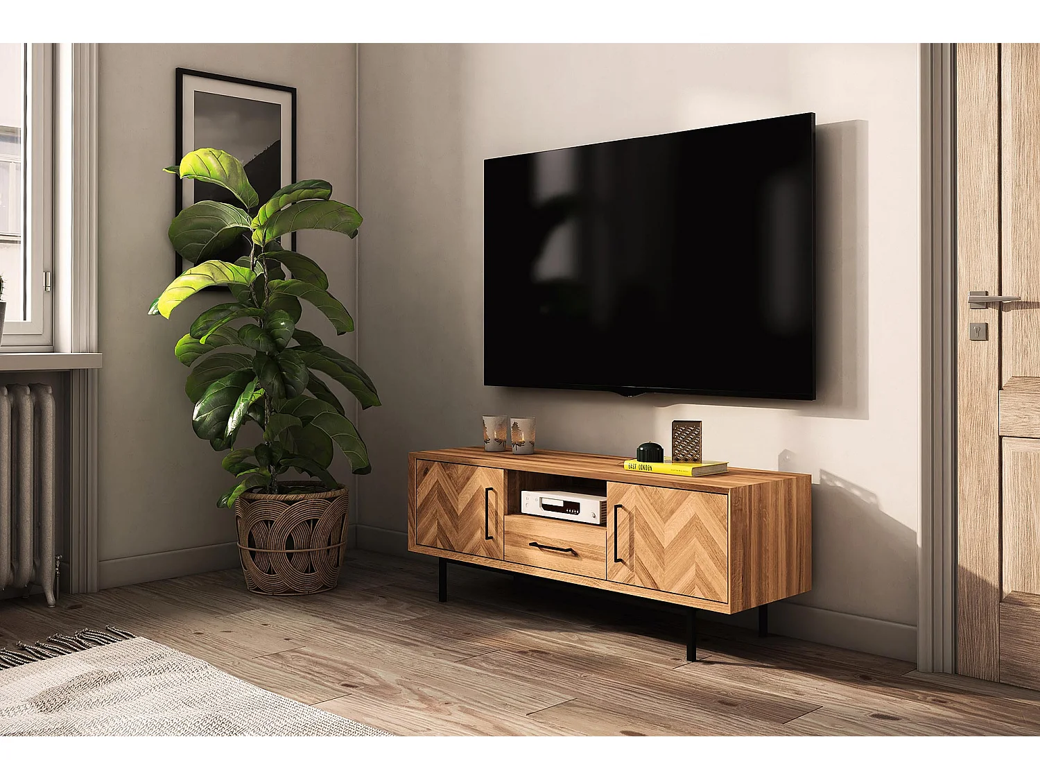 ABIES - TV-Möbel mit Schublade aus Wildeiche naturgeölt