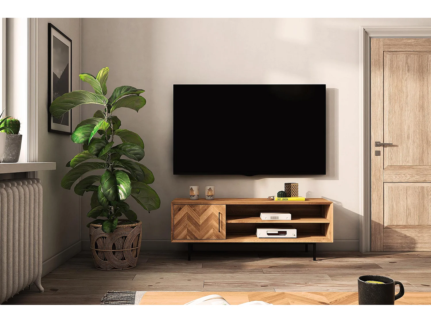 ABIES - TV-Möbel mit Holztüren aus Wildeiche naturgeölt