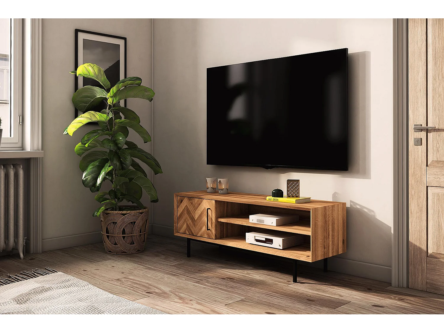 ABIES - TV-Möbel mit Holztüren aus Wildeiche naturgeölt