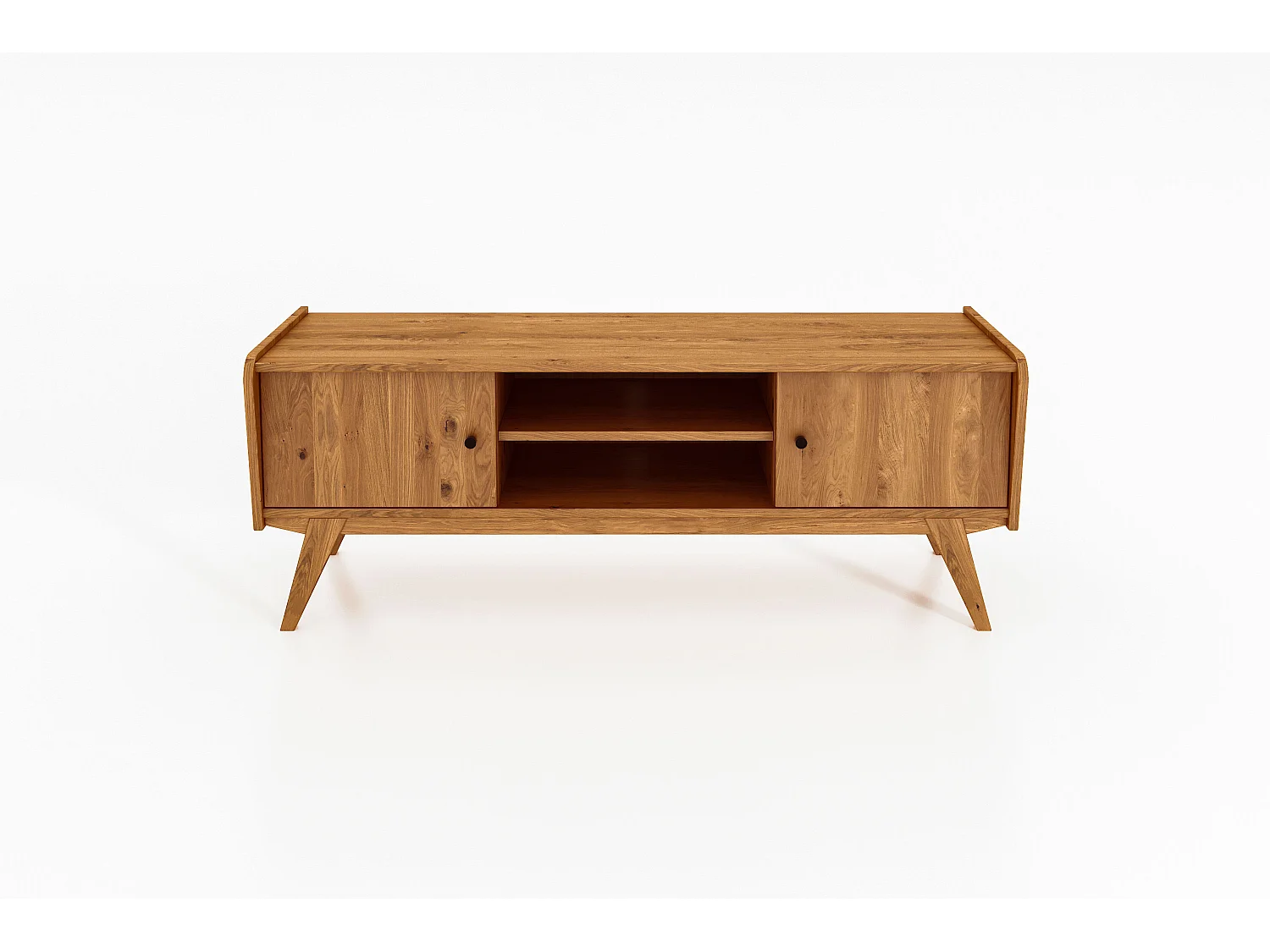 RETRO - TV-Möbel mit Holztüren aus Wildeiche naturgeölt