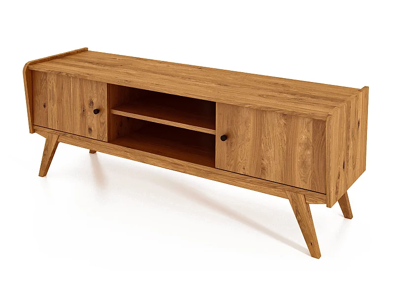 RETRO - TV-Möbel mit Holztüren aus Wildeiche naturgeölt
