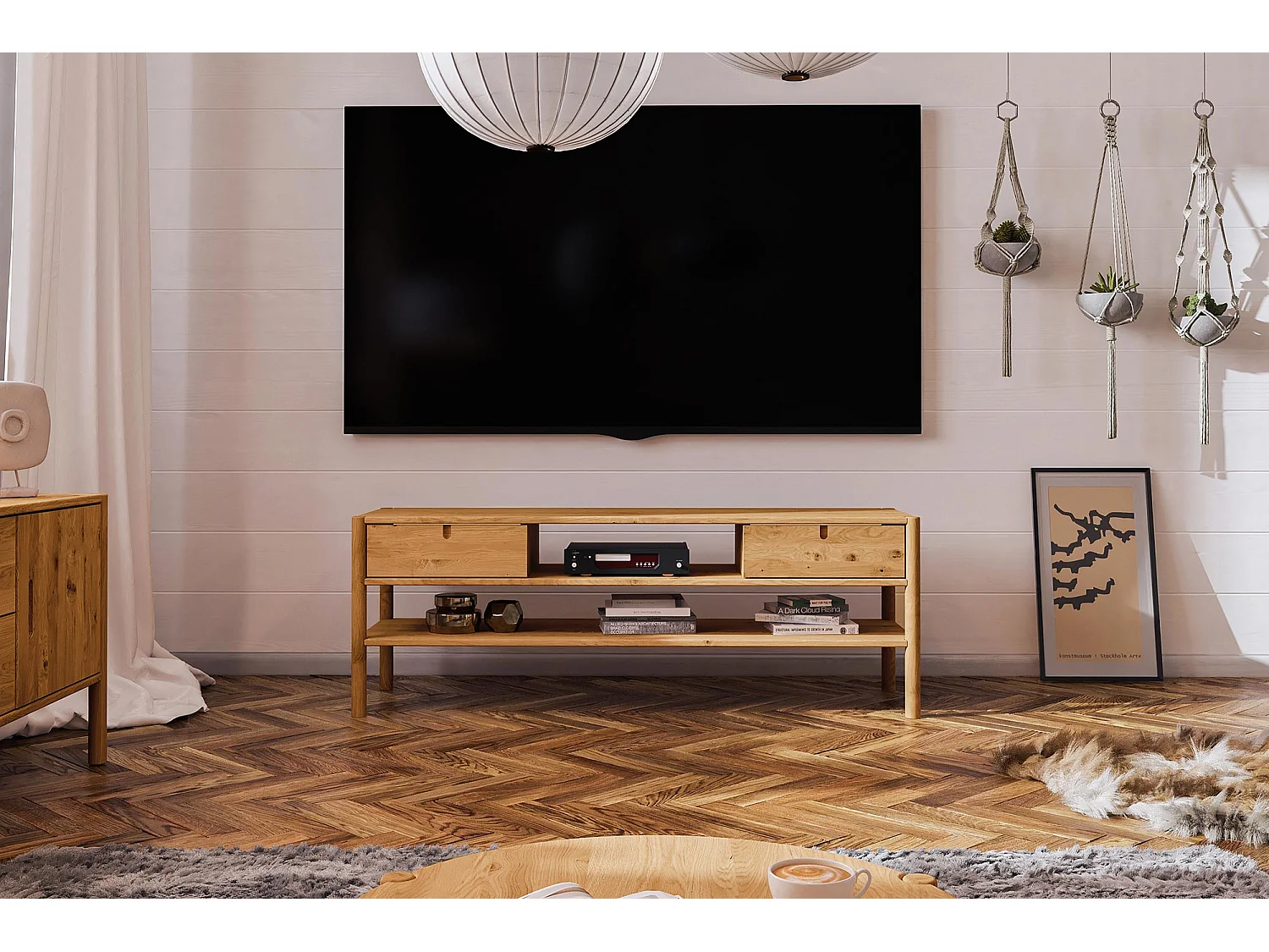 POLA - TV-Möbel mit Schubladen aus Wildeiche naturgeölt
